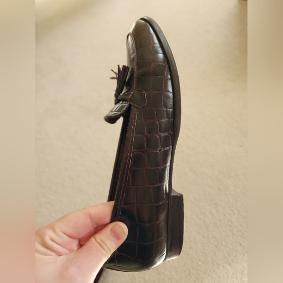 Etienne Aigner Crocodile Embossed Leather Tasseled Loafers Womens Size 9 - Picture 8 of 16